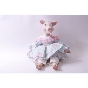 Vintage, Pig, Porcelain Doll, Blue Dress, Decorative, FLAW ~ 250809-WH 476